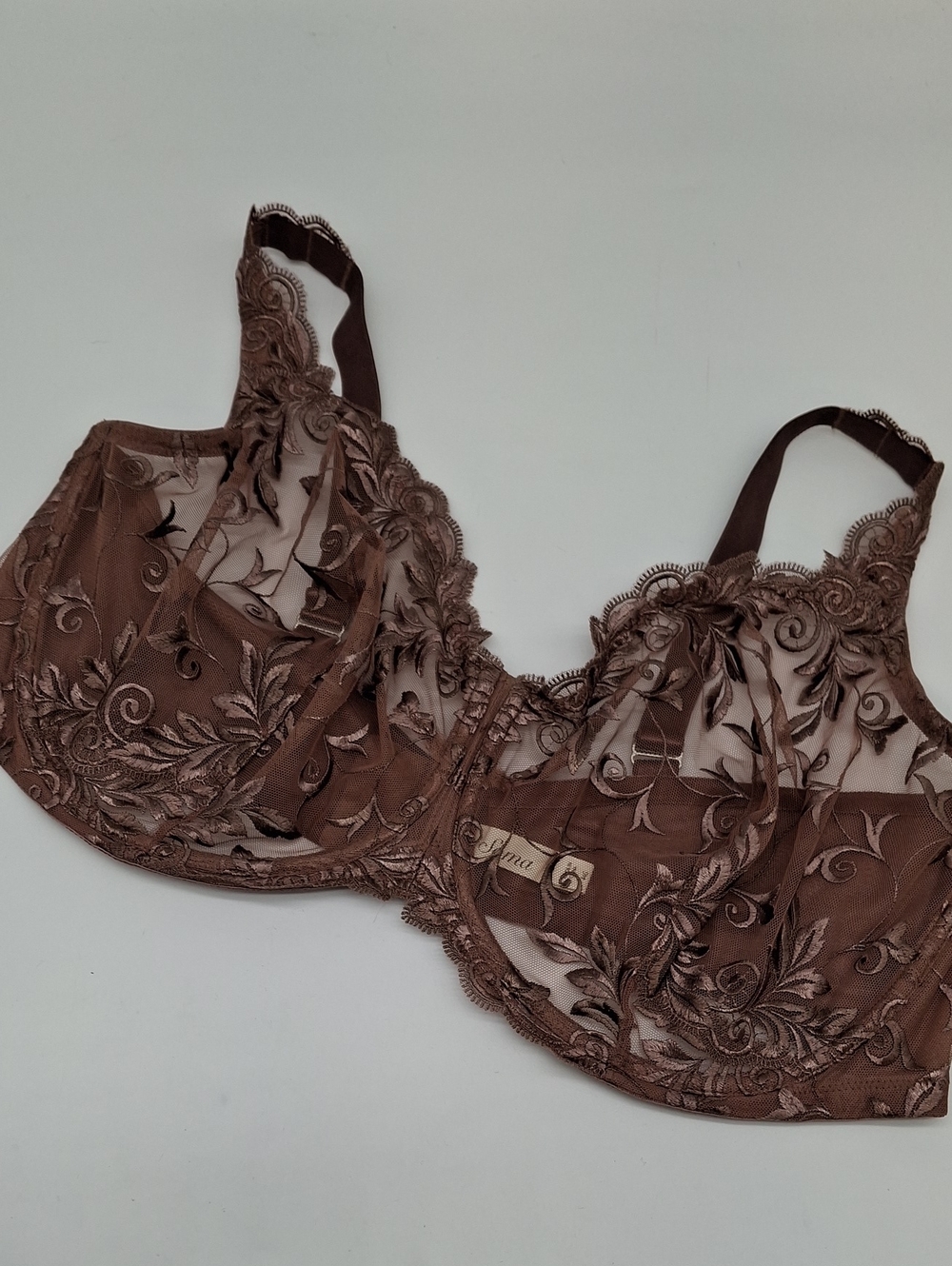 Soma Sensuous Lace Unlined Sheer Underwire Bra Brown 44G